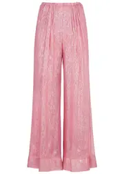 Forte_forte Lamé Silk-blend Chiffon Trousers - Rose - 2 (UK 10 / S) 2 (UK 10 / S)