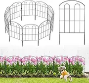 SpringUp 10PCS Decorative Garden Fence 61cm(H) x3.2m(L) Outdoor Coated Metal RustProof Landscape Wire Border Patio Fences Flower Bed Fencing Animal Barrier Section Panels Decor (K111)