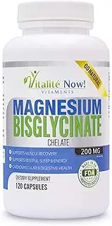 Magnesium Bisglycinate 200mg 100% Chelated - Max Absorption & Bioavailability, Fully Reacted & Buffered, No Laxative Effect - Sleep, Energy, Stress, Anxiety, Leg Cramps, Headaches - Non-GMO