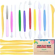 Clay Modeling Tools, 17Pcs Plastic Ceramic Pottery Tool Set, Double-Head Design,