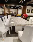 Stone Dining Table With White Quartz Agate Crystal Luxurious Dining Room Decors
