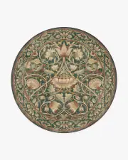 245' Round | Machine Washable Runner Rug | Kid & Pet Friendly | Indoor Rug | Lodden Soft Evergreen & Gold Rug by Morris & Co. | Ruggable
