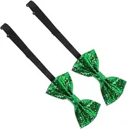 [DEARMAMY] 2pcs Self-tie Bow Tie Leather Halloween Party Bow Ties Fabric Glitter Bow Ties for Holidays Glitter Bow Ties for Prom Green