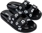 [Melissa] Women's Wide + Mickey and Friends Ad Flat Sandal, Black/White, 5 UK, Black White, 5 UK