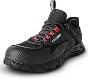 [Black Hammer] Men's Safety Trainers - Fiberglass Toe Cap & Robust Midsole Protection, Durable Microfiber - Utility & Warehouse Work Shoes- Ideal Professional Footwear S1 PL SR FO ESD 5619, Black, 7.5