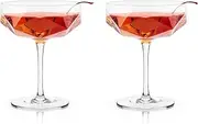Viski Raye Crystal Crystal Coupe Glasses, Clear, 6267TBV