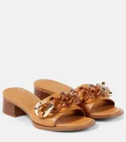 [See By Chloe] See By Chloé Embellished leather mules AU 5 beige