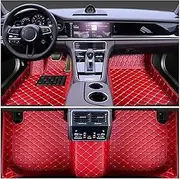 Customized Compatible for KIA Sorento Personalized Luxury Leather All-Weather Waterproof Anti Slip Car Floor Mats(Red,2002-2008)