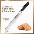 Full Tang Bread Knife Stainless Steel Wood Handle Chef Serrated Cake Slicing 9"