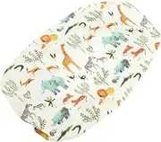 VICASKY Changing Pad Cover Washable Removable for Diaper Changing Table Soft Skin-Friendly Forest Animals Design for Newborns