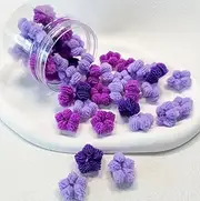 Mini Flower Hair Ties, Pink and Purple Colours, Elastic Hair Accessories,With Storage Containers (x50 Purple)