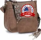Cartera De Cuero Para Mujer Bolso Hombro De Cuadrada Bandolera Mano Moda Lujo US