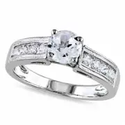 6.0mm Lab-Created White Sapphire Engagement Ring in Sterling Silver