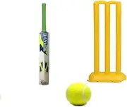 NILAY Popular Willow Cricket Bat 1.5 inch Blade for with Wicket Set & 1 Tennis Ball for Kids Cricket kit for Boys Pack of 1 (6-10 Year Year Old Boys & Kids), 7-9 Wood