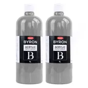2x Jasart Byron 1L Acrylic Paint Medium-Bodied Art/Craft Painting Silver
