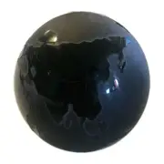 World Globe Paperweight Art Glass Silvestri Black Correia Etched Cameo Desk