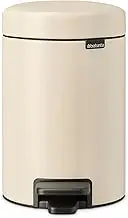 Brabantia - NewIcon Pedal Bin 3L - Small Waste Bin for Bathroom or Toilet - Soft Closing Lid - Light Pedal Operation - with Removable Inner Bucket - Non-Slip Base - Soft Beige - 17 x 24 x 26 cm