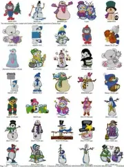 229 WINTER SNOWMEN PENGUINS BEARS EMBROIDERY MACHINE DESIGNS PES USB DRIVE