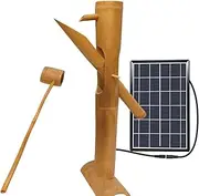 Solar Bamboo Fountain, Japanese Rocking Water Fountain, DIY Zen Garden Water Fountain Kit, for Garden Patio Pond, Including Bamboo Water Scoop