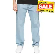 Crosshatch Tillman Mens Baggy Denim Jeans Smart Casual Pants Light Wash Blue