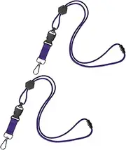 uxcell 2-Pack Lanyards for ID Badges, Purple Adjustable Keychain Long Key Neck Lanyard Strap with Detachable Buckle for Man/Woman/Girls/Teacher, ID Holder Folder