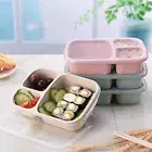 Portable Microwave Silicone Bento Box Lunch Box 3 Compartment Food Container H44
