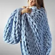 L 500g DIY Knitting Chunky Wool Roving Yarn Super Soft Big Merino Wool Yarn Arm Knitting Blanket Hand Knit Crocheting Hat Scarf (Color : Sky Blue)