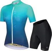 [GRTE] Women's Cycling Jersey Sets Sponge Padded Shorts Bike Clothes Summer Bicycle Clothing Suit