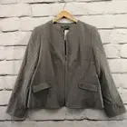 Brooks Brothers Jacket Womens 16 Blazer Full Zip Wool Blend Lined Gray NWT