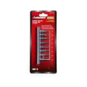 Husky 1/4 In. Drive Metric Hex Bit Socket Set 8Pcs Plastic Storage Rail Included