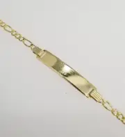 Clearance 10K Yellow Gold 5 Inch Figaro Link Chain Child Kid Baby ID Bracelet