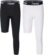 [Tomic] Youth Boys' Compression Shorts Performance Athletic Base Layers for Boys Sport Pants Tights Leggings Underwear 2-3Pack