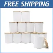 Bulk 12-Pack of 14 oz Matte White Glass Candle Jars with Snap Wood Lids