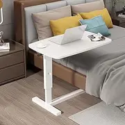BeGyoku Overbed Table Hospital Bed Table,Pneumatic Mobile Standing Desk&Rolling Laptop Desk,Overbed Table with Wheels Adjustable Height,Medical Bedside Table Home Use-White