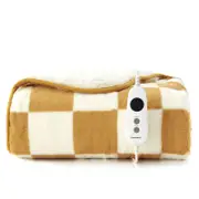 Dreamaker Checkered Plush Heated Throw Chai & Cream - 130 x 160cm