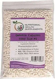 1000 x Size 5 White Empty Gelatin Capsules Kosher Halal Gelatine Gel Caps