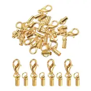 10Pcs Cord End Caps, 2.5mm End Caps Barrel Beads Kumihimo Iron (Pale Gold)