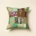 BHARATIYE Patchwork Khambadia Cushion Cover Sofa Decor Indian Pillow Cover 16x16