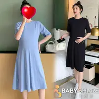 在飛比找蝦皮商城優惠-BabyShare時尚孕婦裝 洋裝/針織傘狀裙襬洋裝 兩色 