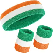 3 Pcs Sweatbands Set 80S Neon Sports Headband Tennis Striped Sweat Band Paris Sp