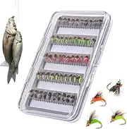 Fly Fishing Lure Kit | 50X Saltwater Fishing Lures with Storage Case,Fly Hook for Trout Bass, Recreational Activity Accessories