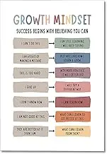 Classroom Growth Mindset Posters Positive Affirmations Quotes Canvas Wall Art Mental Health Therapy Office Motivational Decor Kids Educational Prints for Calming Corner Decorations 12x16in Unframed