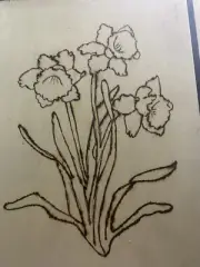 Cuadro De Madera Decoracion Para Pared. Ramo De Flores Grabado A Mano