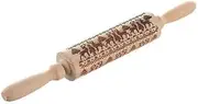 SPENDEAL Christmas Wooden Rolling Pins Engraved Deep Printing, Elk Christmas Symbols Pattern Embossing Rolling Pin, Kitchen Baking Tool for Embossed Cookies Waffles Pastry Dough Pies (Christmas Deer)