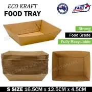 10x Small Kraft Paper Food Tray Eco Party Catering Disposable Snack Box Takeaway