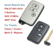 Smart Remote Car Key 3 Buttons 312MHz 4D67 Chip for Toyota Camry,Crown,Mark X