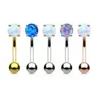 5 Pc Prong Set Opal Curve Barbell Eyebrow Ring Lip Rook Daith Snug Piercing 16G