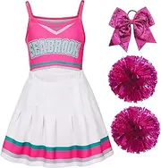 Girls Cheerleader Costume Cheerleading Outfit Fancy Dress for Halloween Party Birthday