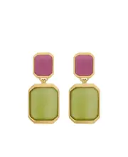 Saint Laurent Octagon Earrings One size Green