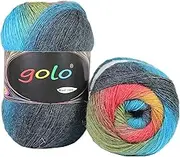 golo Wool Yarn for Knitting 500m 100g Cachemire Multicolor Rainbow Yarn (5030)